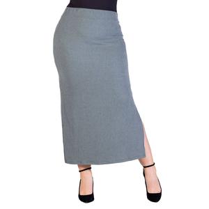 Plus Size 24/7 Comfort Apparel Ribbed Knit Side Slit Maxi Skirt