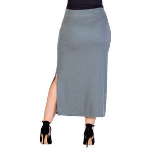 Plus Size 24/7 Comfort Apparel Ribbed Knit Side Slit Maxi Skirt alternate view