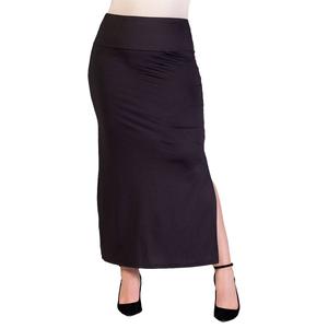 Plus Size 24/7 Comfort Apparel Versatile Side Slit Maxi Skirt