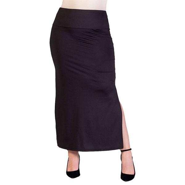 Plus Size 24/7 Comfort Apparel Versatile Side Slit Maxi Skirt