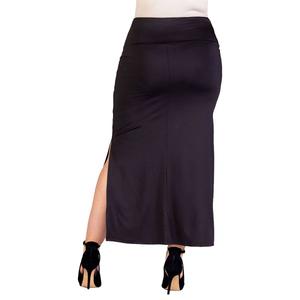 Plus Size 24/7 Comfort Apparel Versatile Side Slit Maxi Skirt alternate view