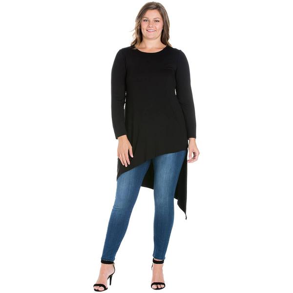 Plus Size 24/7 Comfort Apparel Asymmetrical Knee Length Tunic
