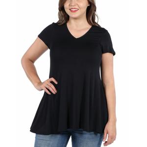 Plus Size 24/7 Comfort Apparel Short Sleeve V-neck Tunic