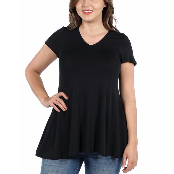 Plus Size 24/7 Comfort Apparel Short Sleeve V-neck Tunic