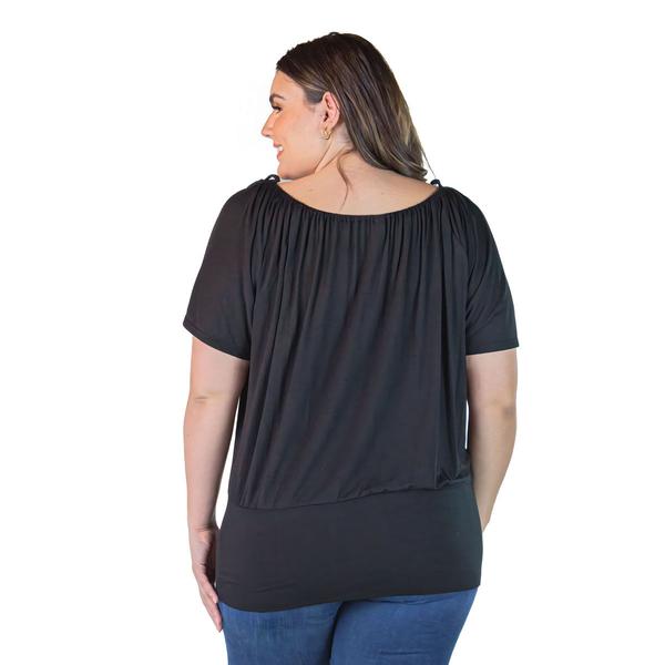Plus Size 24/7 Comfort Apparel Split Shoulder Solid Tunic Top alternate view