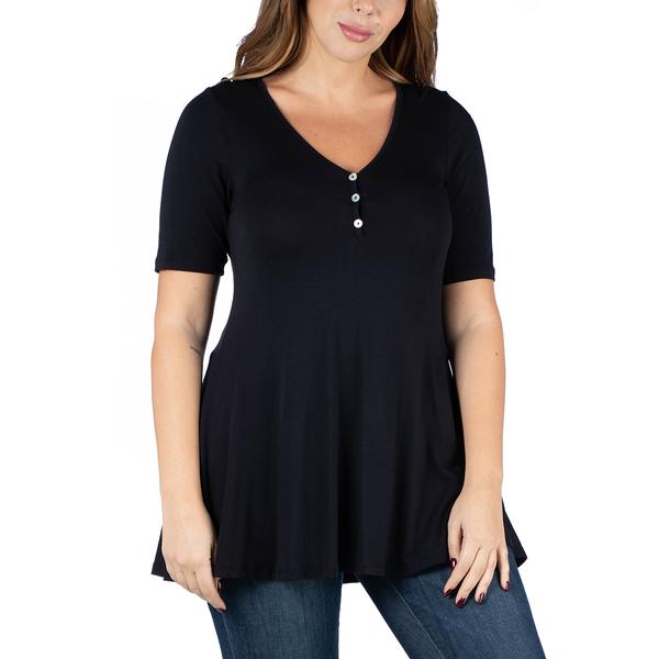 Plus Size 24/7 Comfort Apparel Elbow Sleeve Tunic