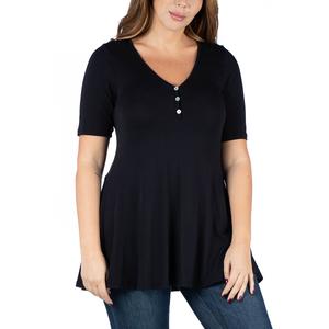 Plus Size 24/7 Comfort Apparel Elbow Sleeve Tunic