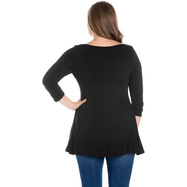 Plus Size 24/7 Comfort Apparel Ruched Sleeve Swing Tunic alternate view