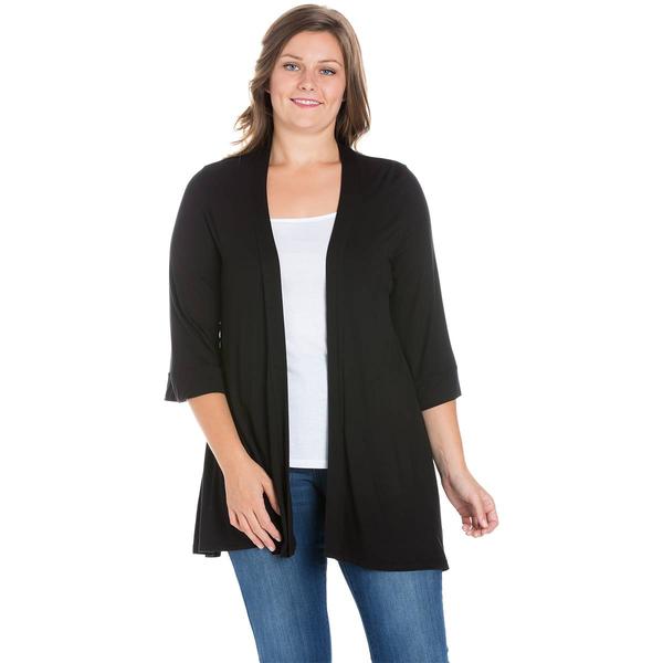 Plus Size 24/7 Comfort Apparel Extended Length Open Cardigan