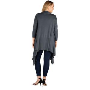 Plus Size 24/7 Comfort Apparel Extra Long Open Cardigan alternate view