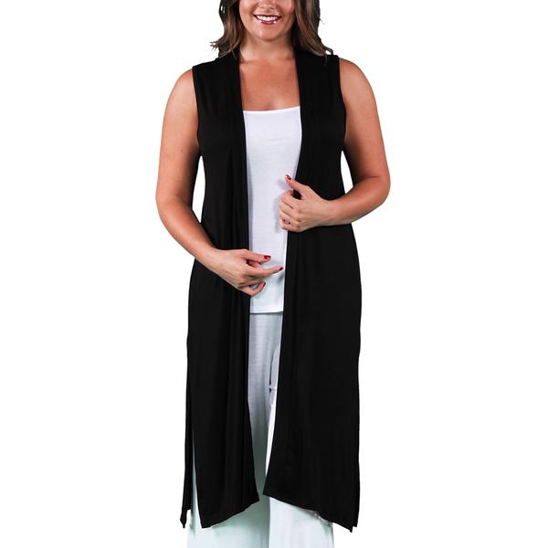 Plus Size 24/7 Comfort Apparel Sleeveless Long Cardigan
