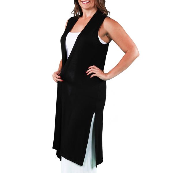 Plus Size 24/7 Comfort Apparel Sleeveless Long Cardigan alternate view