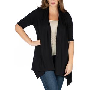Plus Size 24/7 Comfort Apparel Elbow Sleeve Cardigan