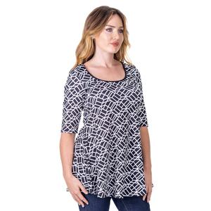Womens 24/7 Comfort Apparel Geometric Elbow Sleeve Tunic Top