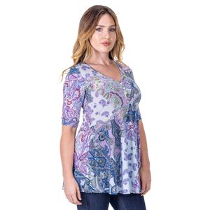 Womens 24/7 Comfort Apparel Lavender Moon Elbow Sleeve Tunic Top alternate view