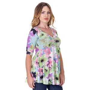 Womens 24/7 Comfort Apparel Bouquet Elbow Sleeve Tunic Top alternate view