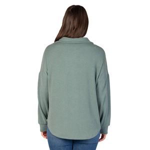 Womens 24/7 Comfort Apparel Collared Ribbed Button Down alternate view