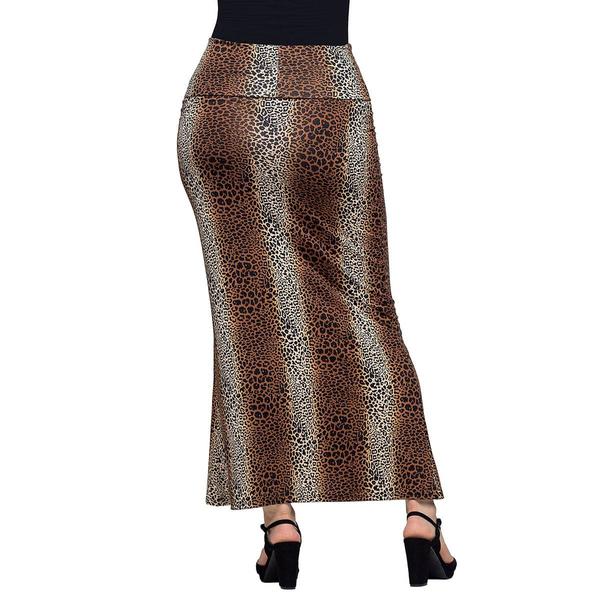Womens 24/7 Comfort Apparel Leopard Foldover Waist Maxi Skirt alternate view