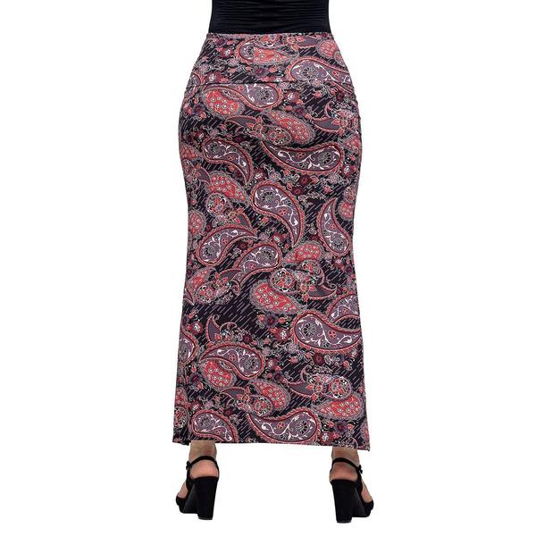 Womens 24/7 Comfort Apparel Paisley Fold Over Waist Maxi Skirt alternate view