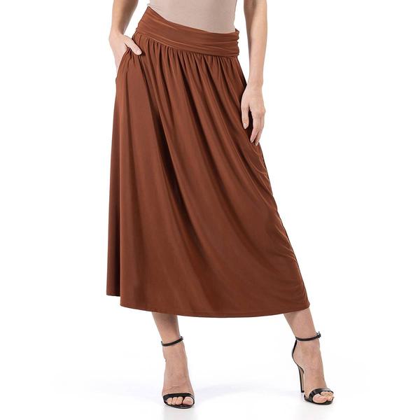 Womens 24/7 Comfort Apparel Foldover Waist A-Line Maxi Skirt