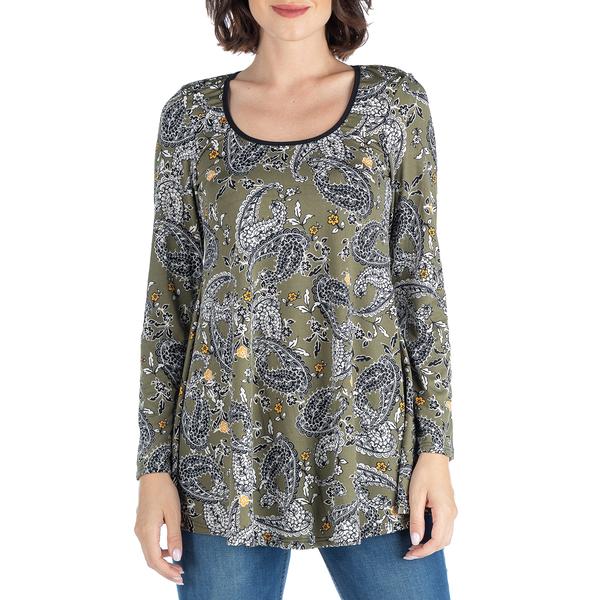 Womens 24/7 Comfort Apparel Long Sleeve Paisley Tunic