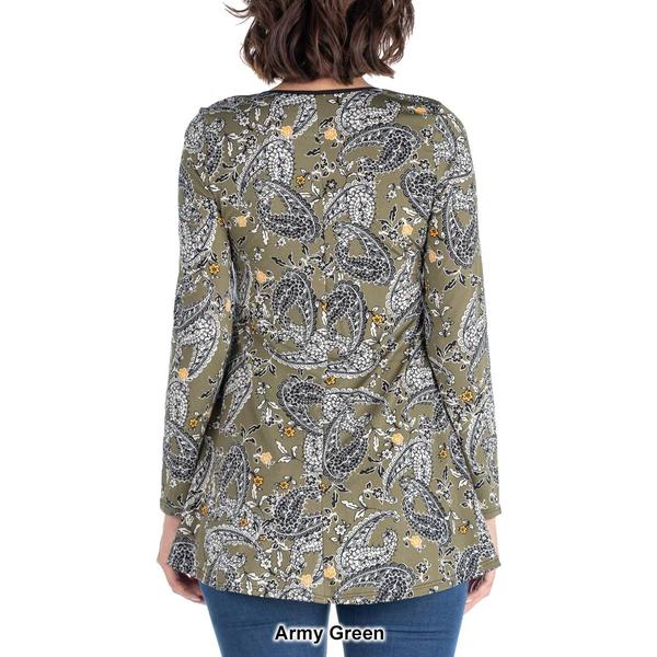 Womens 24/7 Comfort Apparel Long Sleeve Paisley Tunic alternate view