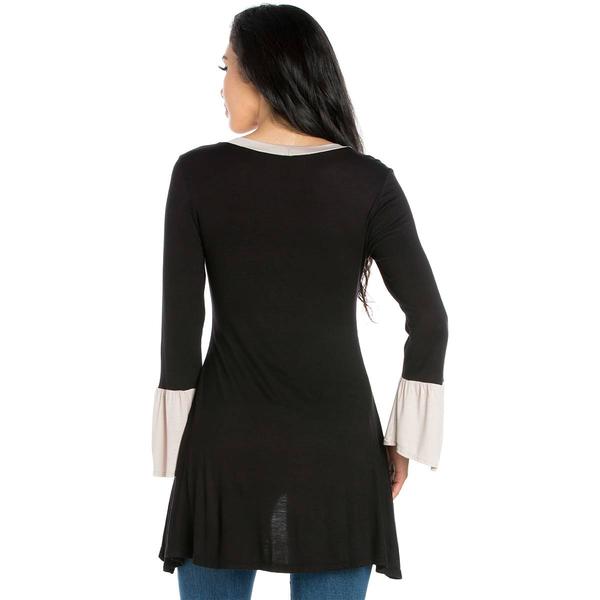 Womens 24/7 Comfort Apparel Bell Sleeve Hi Low Tunic alternate view