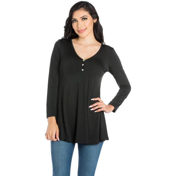 Womens 24/7 Comfort Apparel Flared Henley Tunic