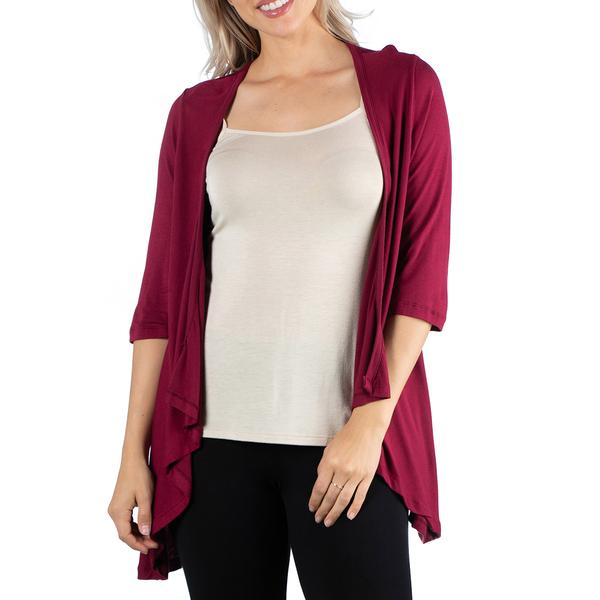Womens 24/7 Comfort Apparel Elbow Length Open Cardigan