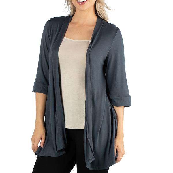 Womens 24/7 Comfort Apparel Elbow Length Open Front Cardigan