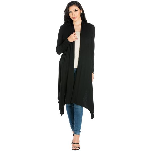 Womens 24/7 Comfort Apparel Extra Long Open Front Cardigan