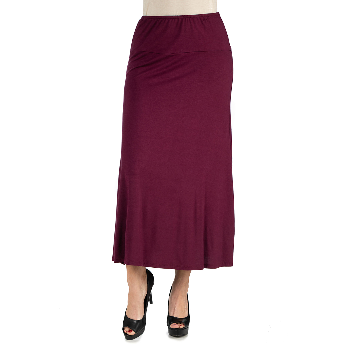 Womens 24/7 Comfort Apparel Elastic Waist Maxi Skirt