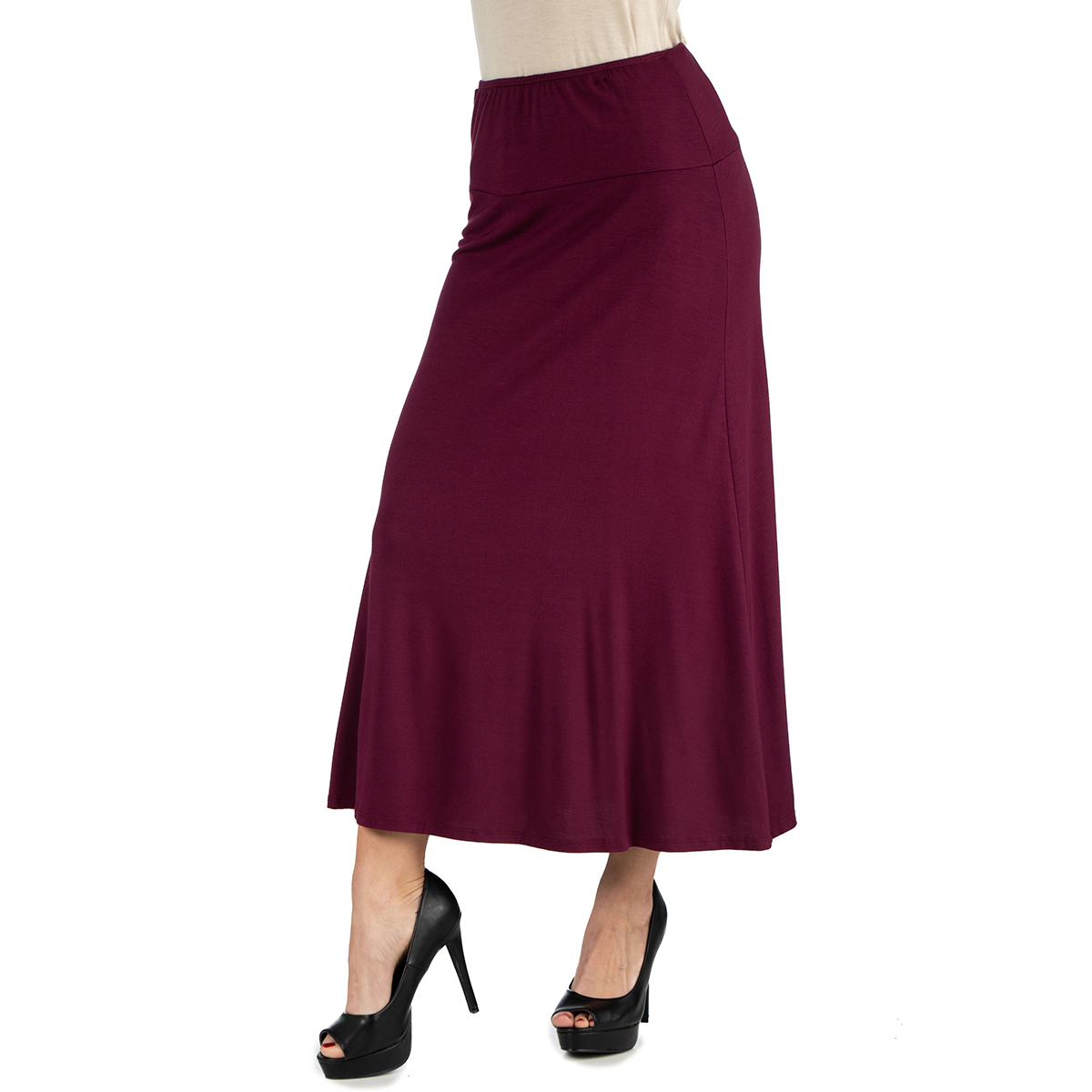 Womens 24/7 Comfort Apparel Elastic Waist Maxi Skirt