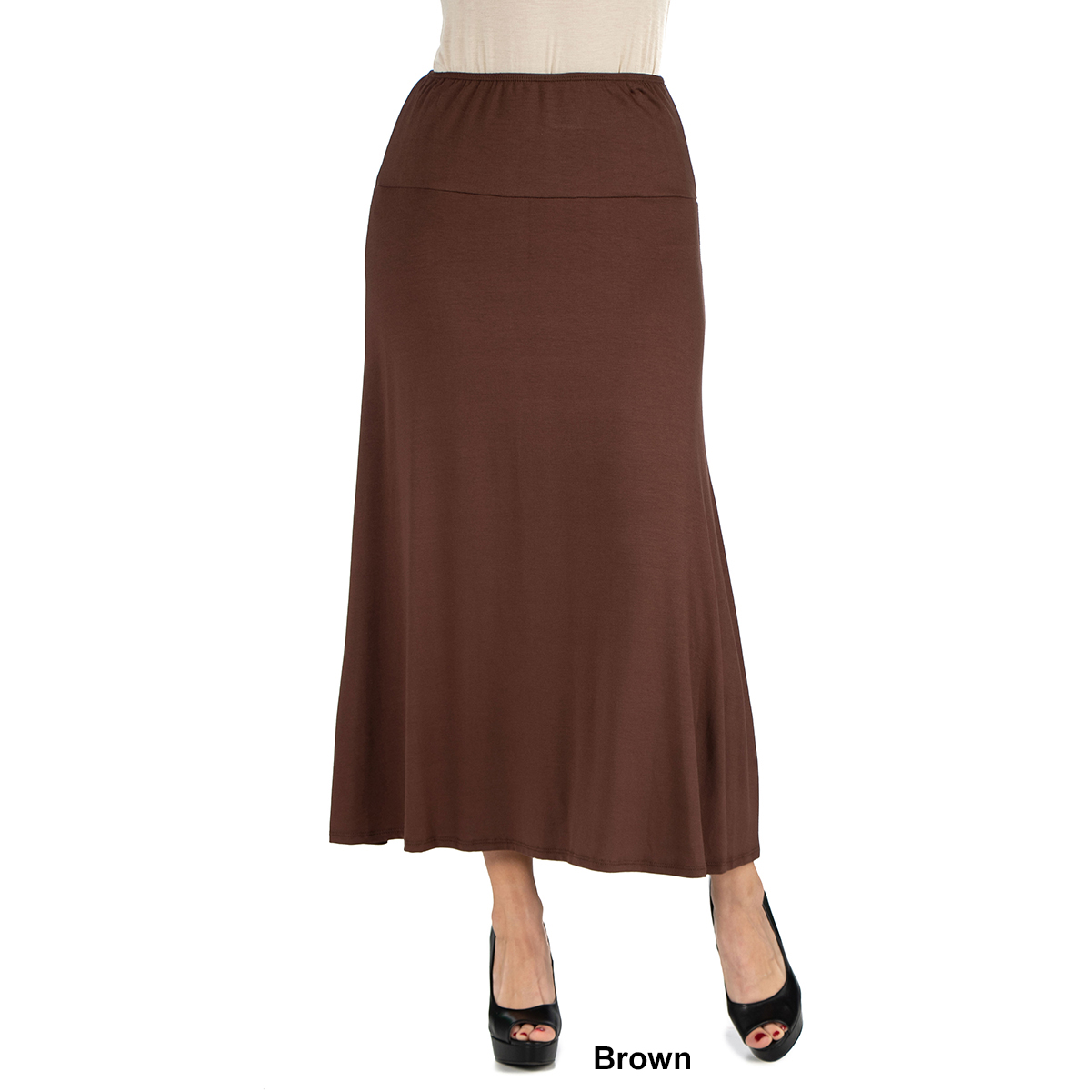 Womens 24/7 Comfort Apparel Elastic Waist Maxi Skirt