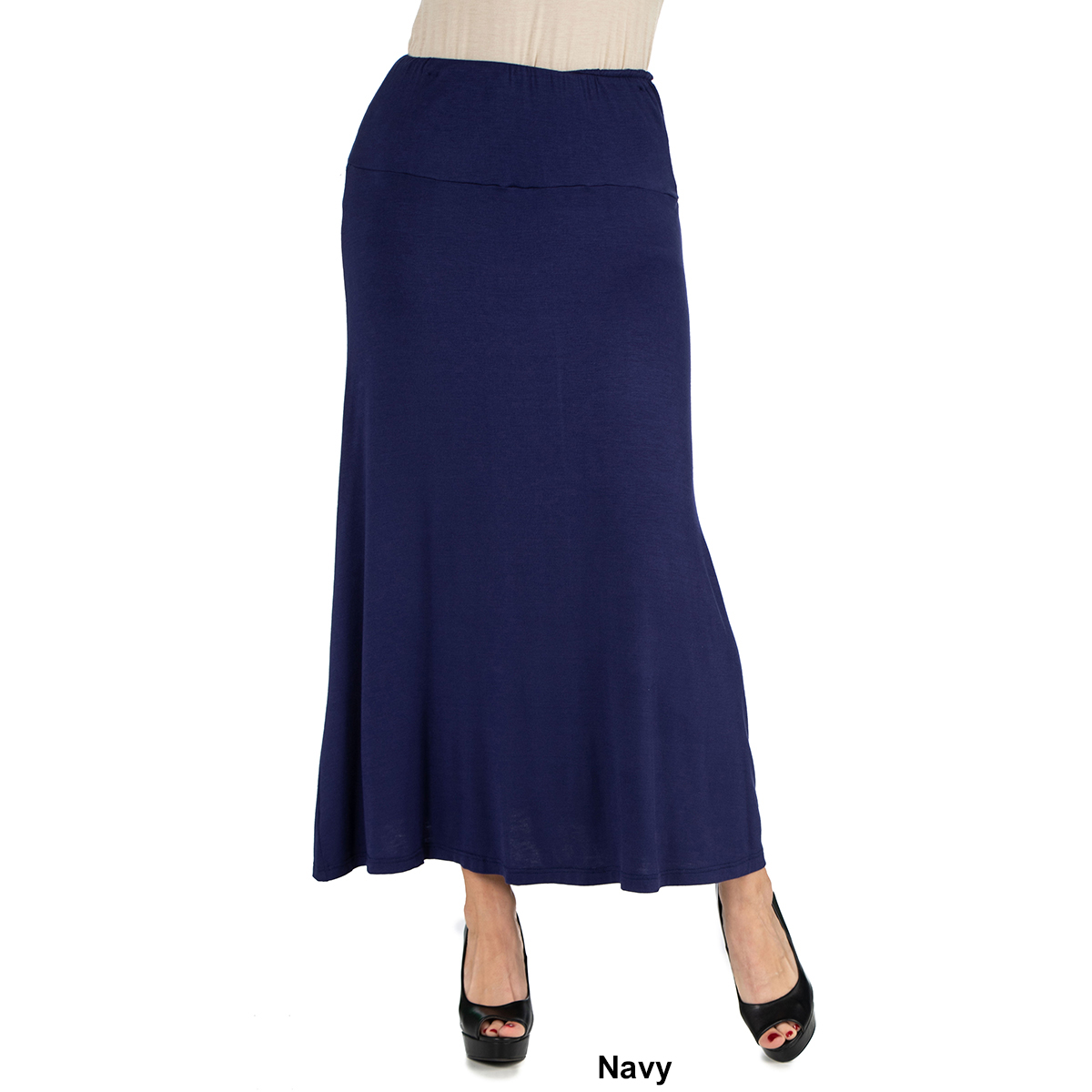 Womens 24/7 Comfort Apparel Elastic Waist Maxi Skirt