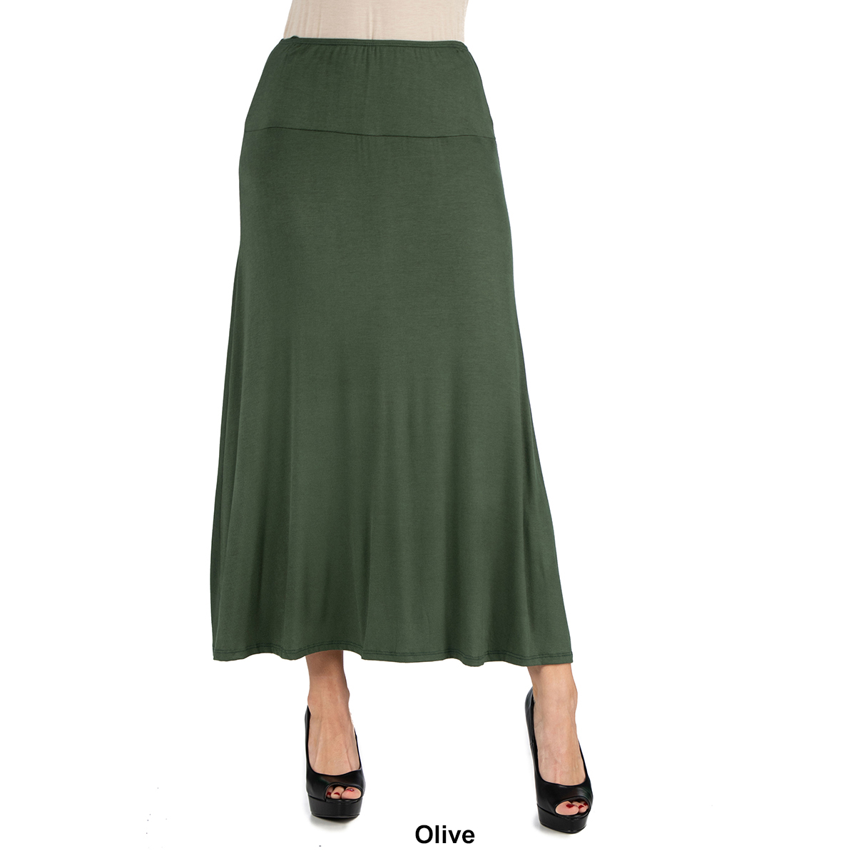 Womens 24/7 Comfort Apparel Elastic Waist Maxi Skirt