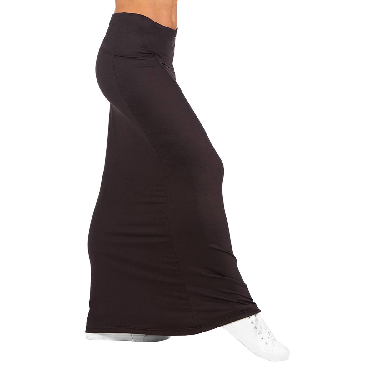 Womens 24/7 Comfort Apparel Foldover Solid Maxi Skirt