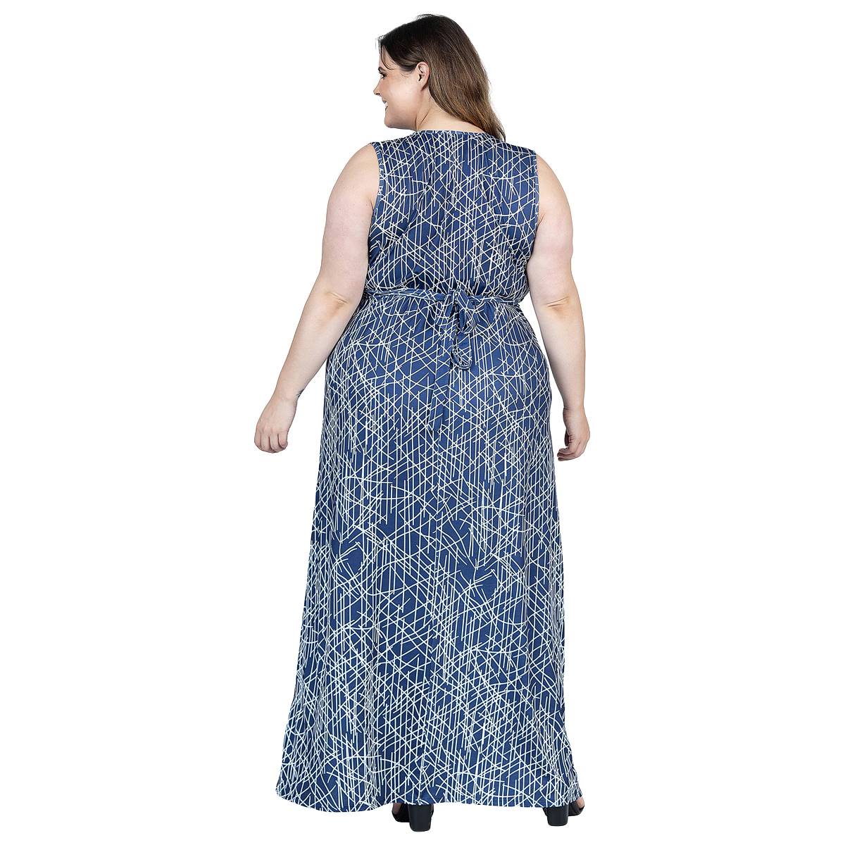 Plus Size 24/7 Comfort Apparel Abstract Empire Waist Maxi Dress