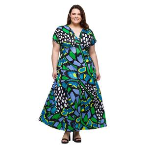 Plus Size 24/7 Comfort Apparel Green Butterfly Empire Waist Dress alternate view