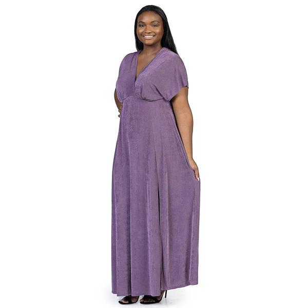 Plus Size 24/7 Comfort Apparel Front Slit Empire Waist Dress