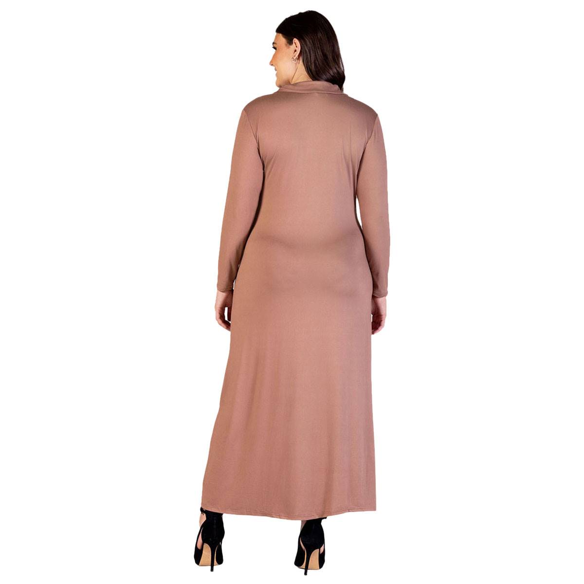 Plus Size 24/7 Comfort Apparel Comfortable Collar Wrap Maxi Dress