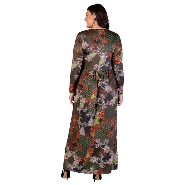 Plus Size 24/7 Comfort Apparel Green Empire Waist Maxi Dress alternate view