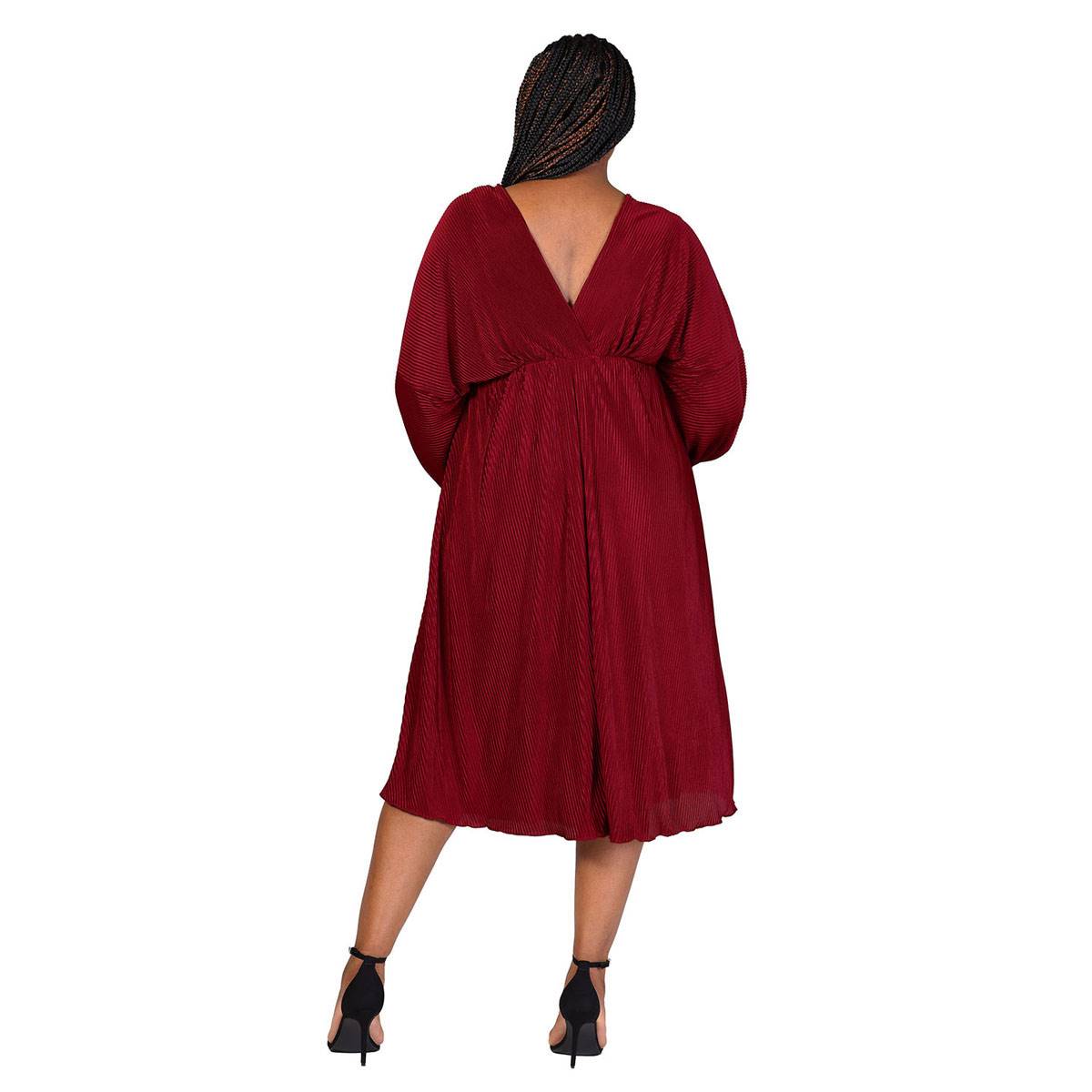 Plus Size 24/7 Comfort Apparel Shimmer Empire Waist Midi Dress