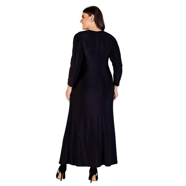 Plus Size 24/7 Comfort Apparel Long Sleeve Shimmery A-Line Dress alternate view