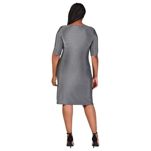 Plus Size 24/7 Comfort Apparel Shimmer Bodycon Mini Party Dress alternate view