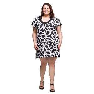 Plus Size 24/7 Comfort Apparel Black & White Shift Dress