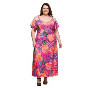 Plus Size 24/7 Comfort Apparel Paisley Cold Shoulder Maxi Dress alternate view