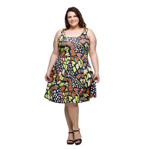 Plus Size 24/7 Comfort Apparel Butterfly Fit & Flare Dress