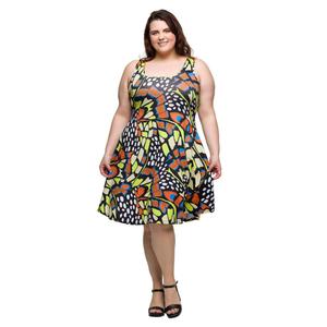 Plus Size 24/7 Comfort Apparel Butterfly Fit & Flare Dress alternate view