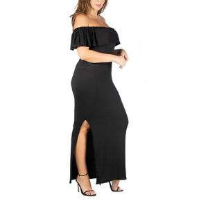Plus Size 24/7 Comfort Apparel Ruffle Off Shoulder Maxi Dress alternate view